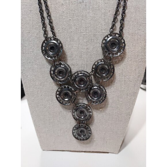 Premier Jewelry 90's Y Gunmetal Black Stones Medallions 21" - Picture 3 of 3